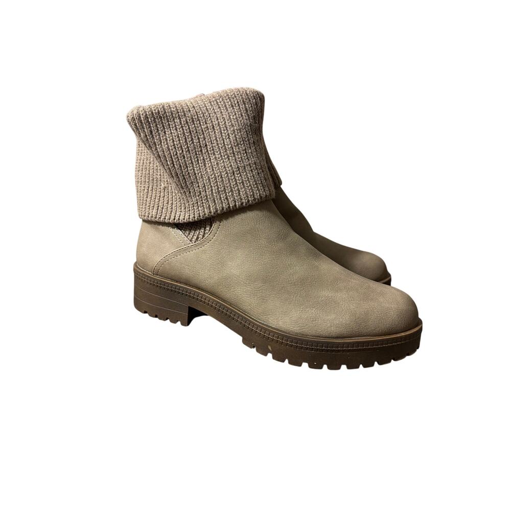 LifeStride Simone Ankle Boots Taupe Ribbed Cuff Size 9 Wide New